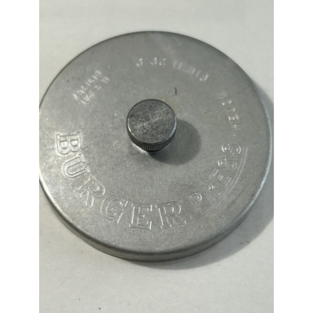 Vintage HEUCK Aluminum Metal Burger Press W/ Slide Bar 3.75" CIN'TI 20, 0.